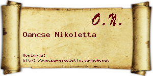 Oancse Nikoletta névjegykártya